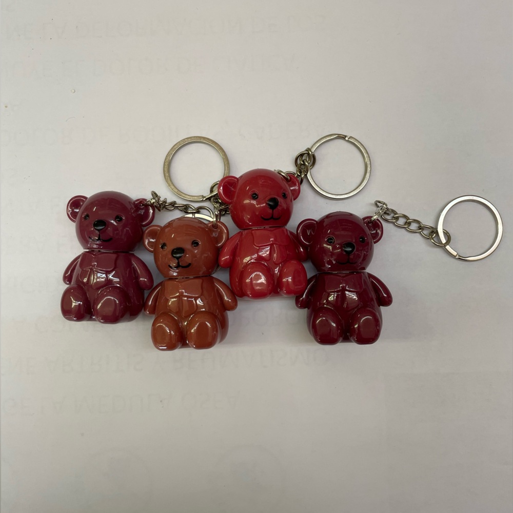 Bear matte lip gloss Keychain  - Red, Brown, Pink